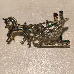 Vintage Gerry's Christmas Sleigh Ride Brooch